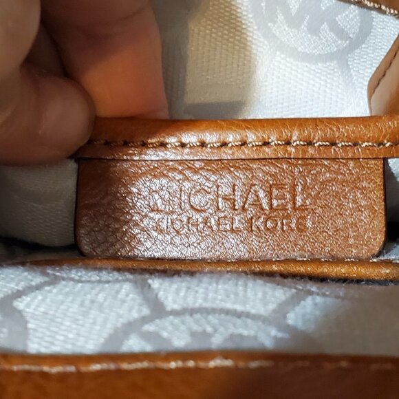 MICHAEL KORS purse Hamilton Red stripe Cream canvas/leather handbag bag 14x12x6 - Picture 11 of 13